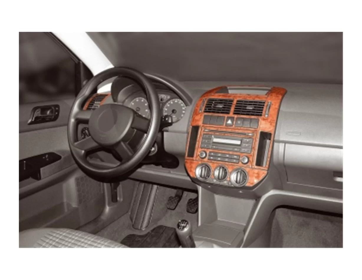 Volkswagen Polo 9N3 03.05-08.09 3D Súprava obloženia palubnej dosky interiéru Dekorácia palubnej dosky 15 dielov - 1