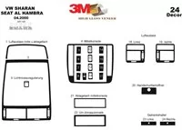 Volkswagen Sharan 04.00-12.09 Súprava obloženia palubnej dosky interiéru 3D Dekor na palubnú dosku 24 dielov - 2