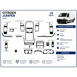 Citroen Jumper 2014 3D dekor palubnej dosky, 25 dielov 2