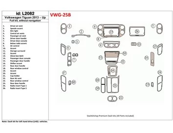 Kompletná súprava Volkswagen Tiguan 2013-UP, bez súpravy NAVI interiéru BD Dash Trim Kit - 1
