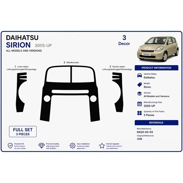 Daihatsu Sirion 2005+ 3D dekor palubnej dosky, 3 dielov