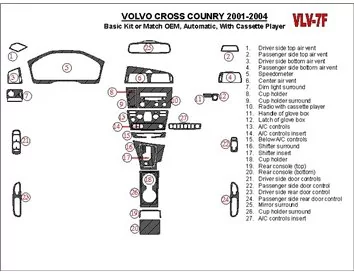 Základná sada Volvo Cross Country 2001-2004, s kompaktným kazetovým prehrávačom, súprava OEM interiéru BD Dash Trim Kit - 1
