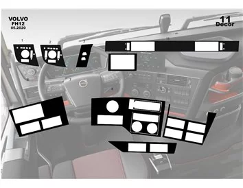 Volvo FH verzia 5 ab 2020 3D súprava obloženia palubnej dosky interiéru 11-dielna súprava obloženia palubnej dosky - 1
