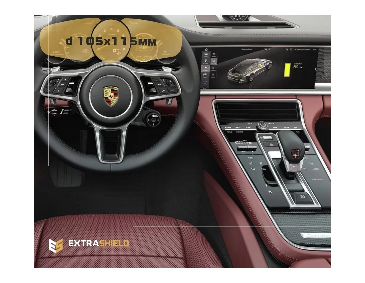 Porsche Panamera II 2017 – súčasný digitálny rýchlomer 12" ExtraShield chránič obrazovky - 1