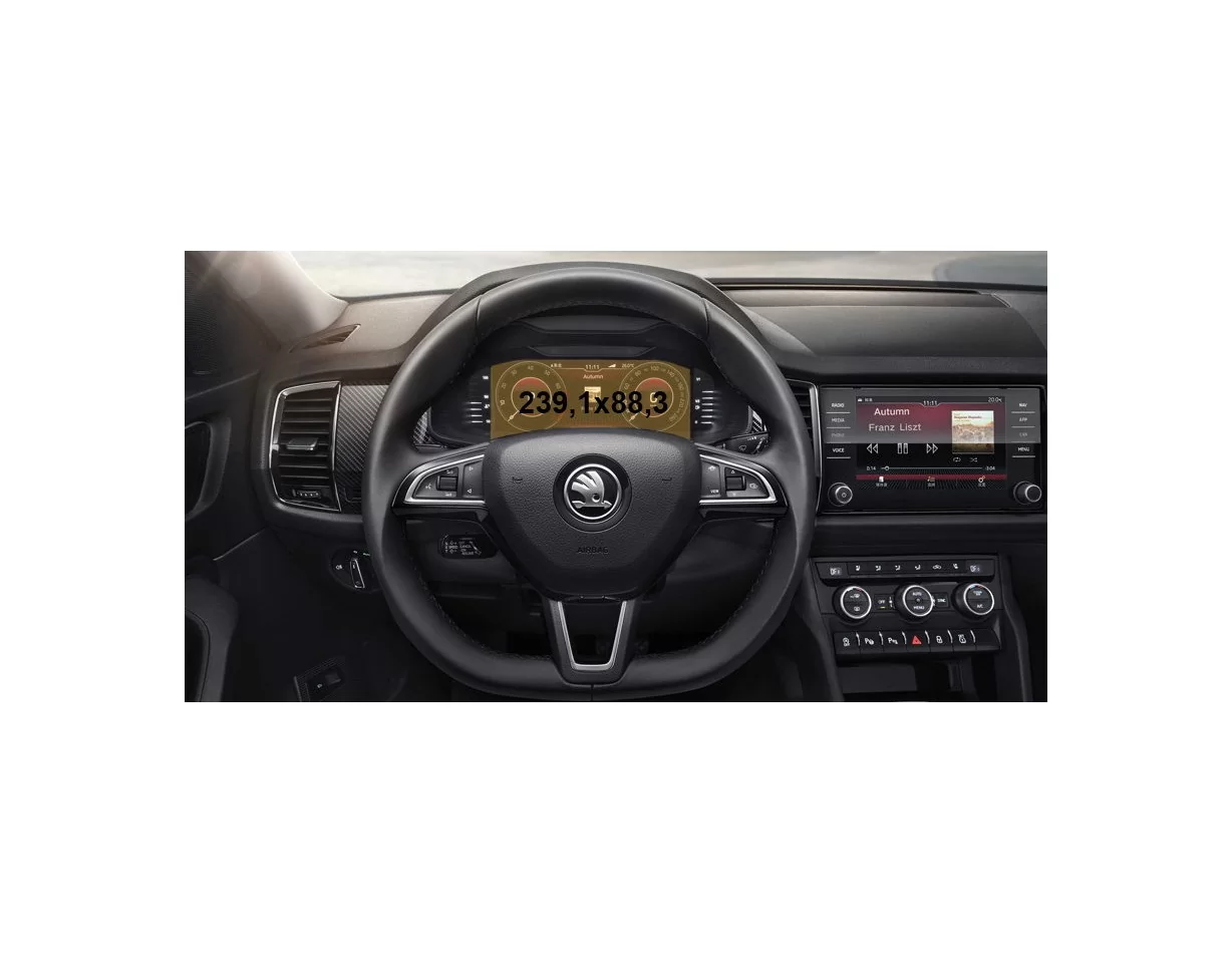 Škoda Kodiaq (NS7) 2016 - Súčasná ochrana displeja digitálneho rýchlomera LCD-Digi 10,25" ExtraShield - 1