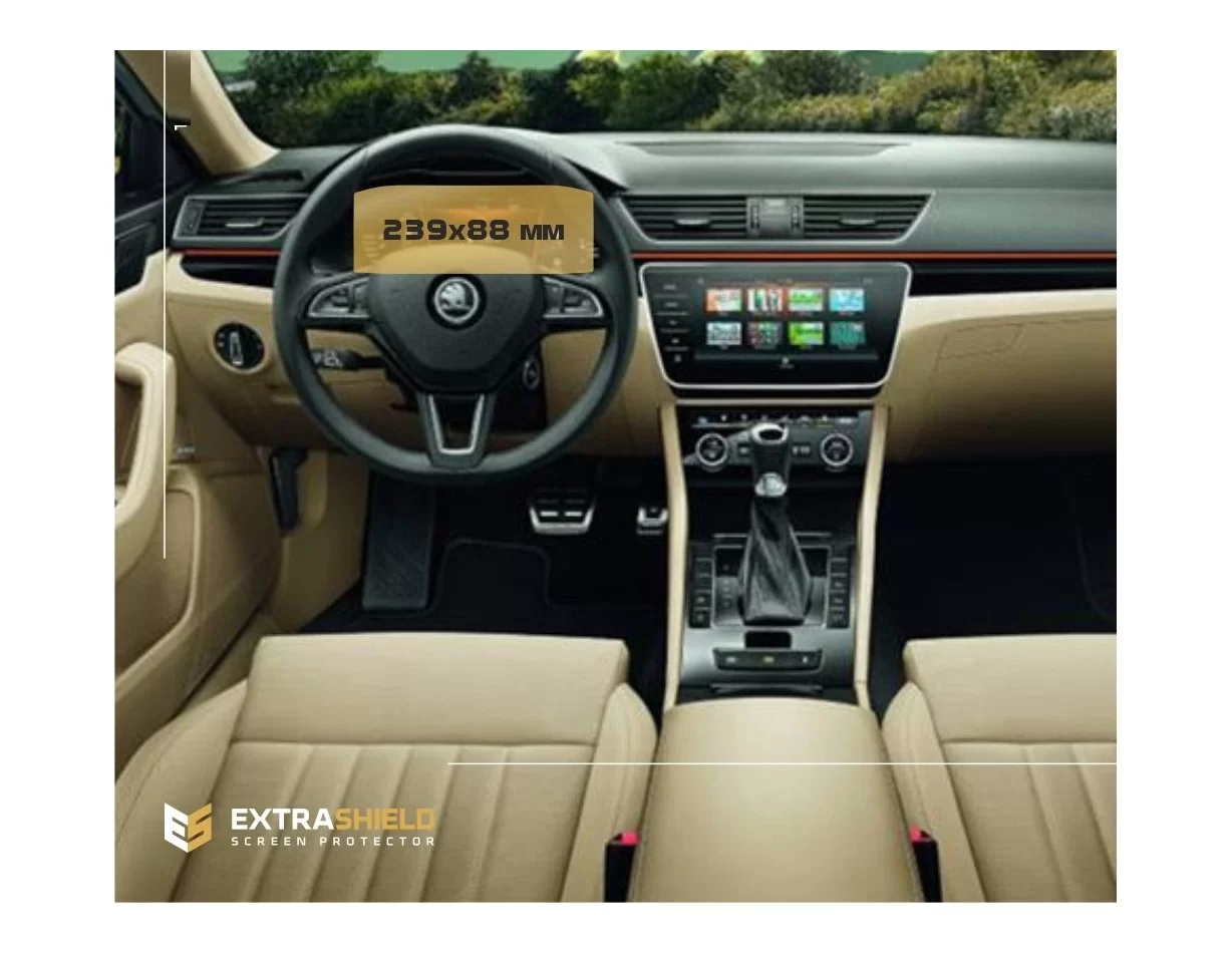 Škoda Superb (B8) 2015 - Súčasná ochrana displeja digitálneho rýchlomera LCD-Digi 10,25" ExtraShield - 1