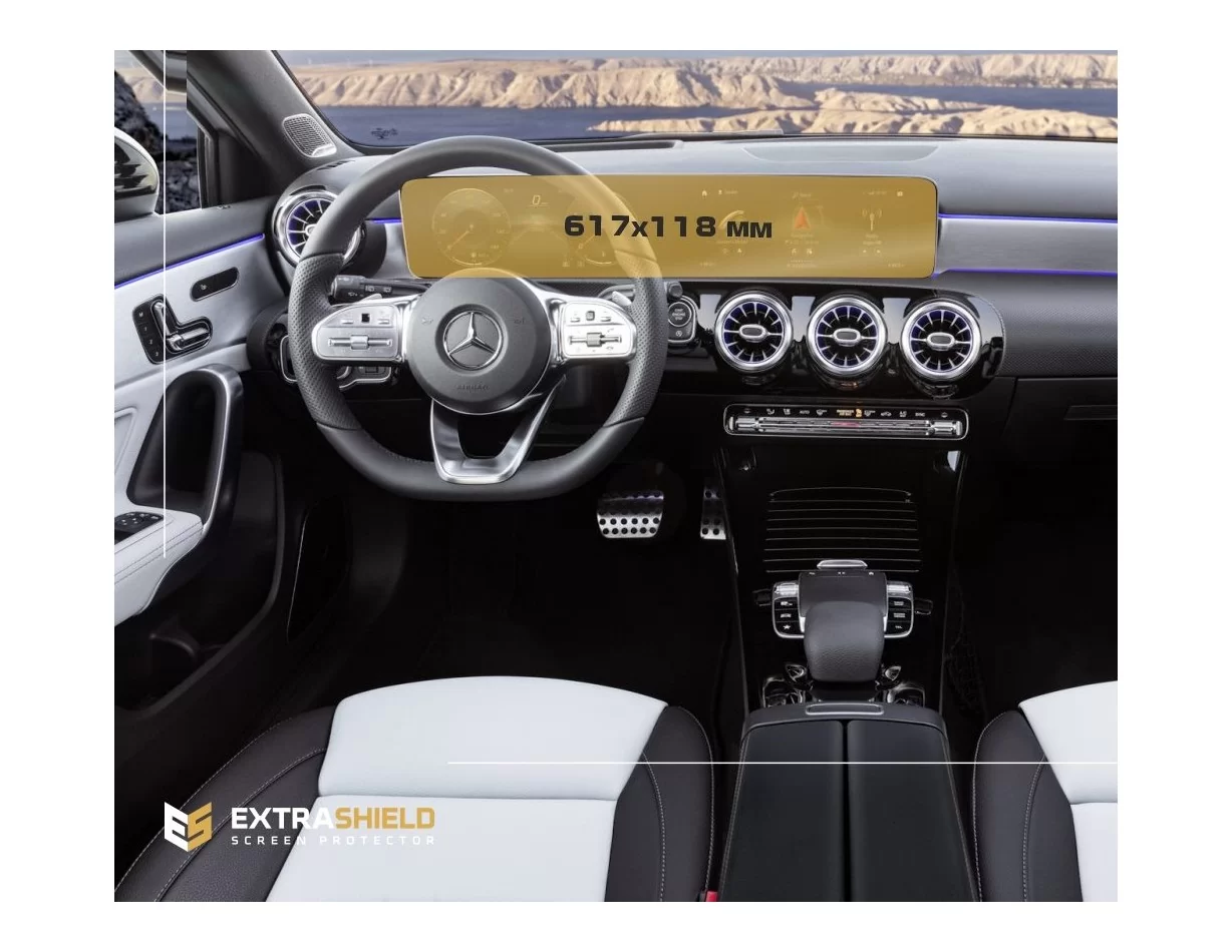 Mercedes-Benz A-class (W177/V177) 2018 – súčasný digitálny rýchlomer + multimediálny 10,25" ExtraShield chránič obrazovky - 1