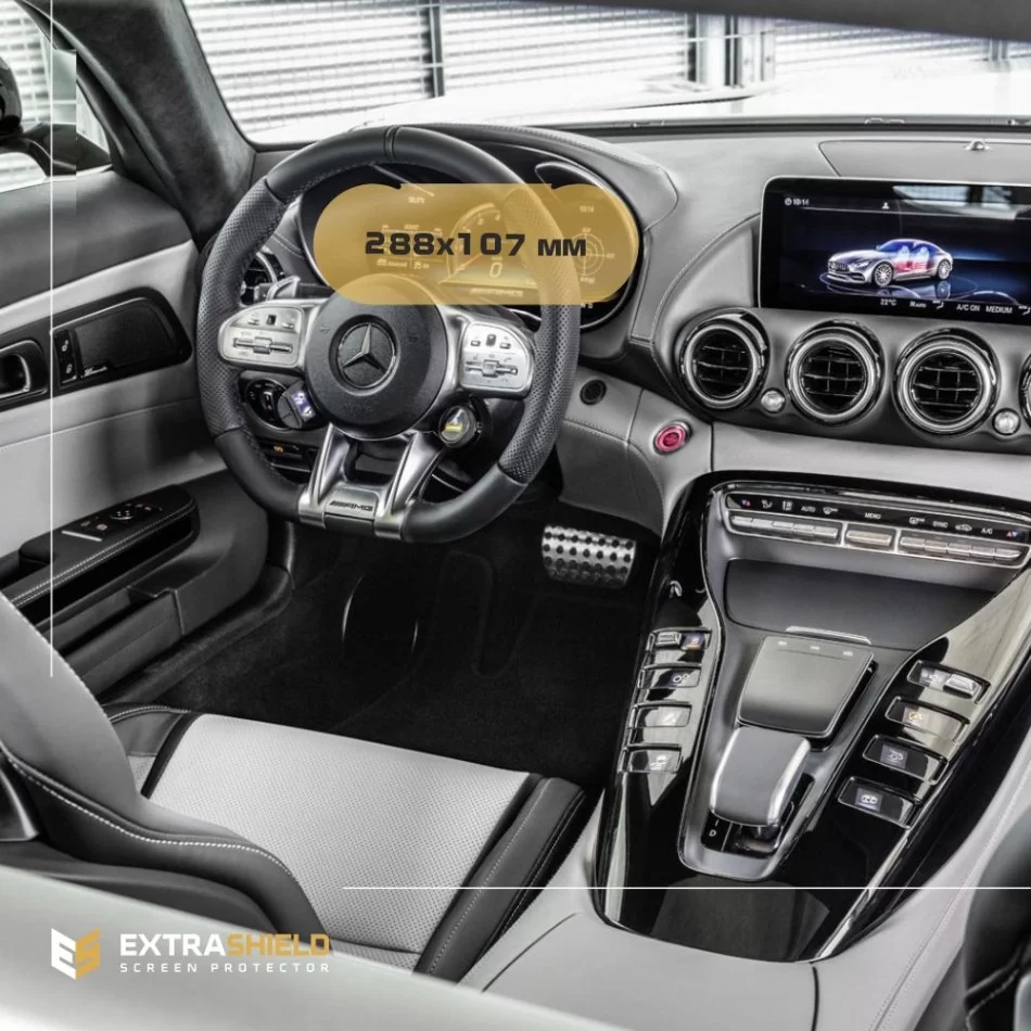 Mercedes-Benz AMG GT (X290) 2018 – aktuálny digitálny rýchlomer + multimediálny 12,3" ExtraShield chránič obrazovky - 1