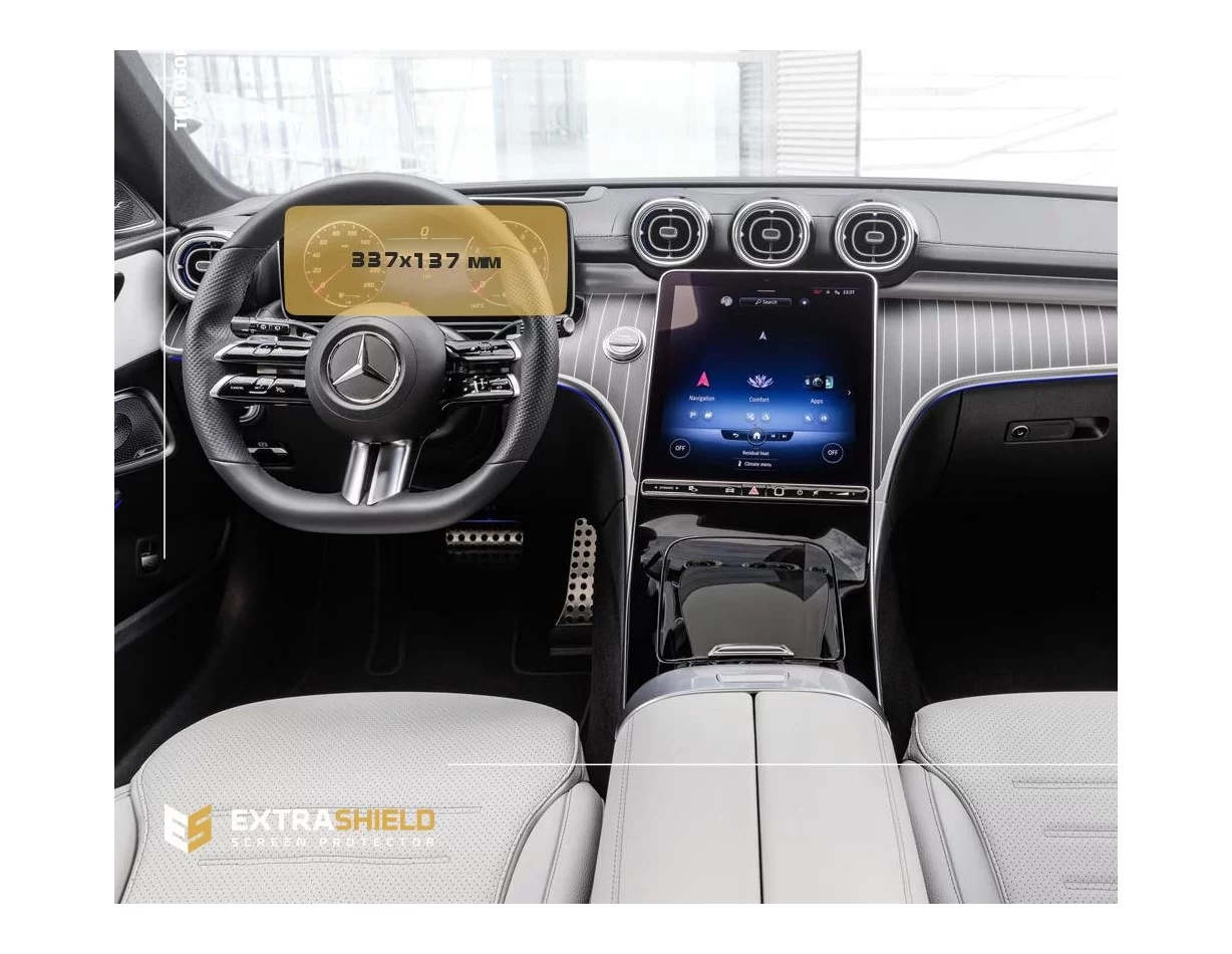 Mercedes-Benz C-class (S206/W206) 2021 - Súčasný farebný multifunkčný displej 10,25" ExtraShield Screen Protector - 1