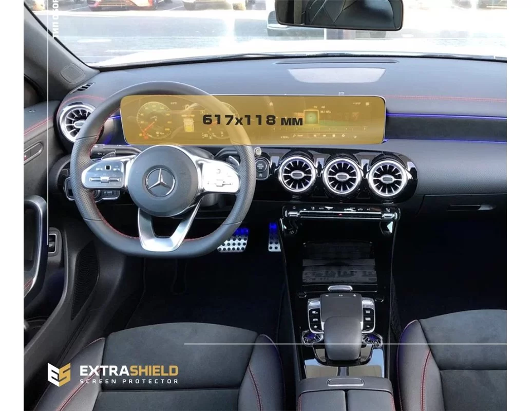 Mercedes-Benz CLA (C118) 2019 – aktuálny digitálny rýchlomer + multimediálny 10,25" ExtraShield chránič obrazovky - 1