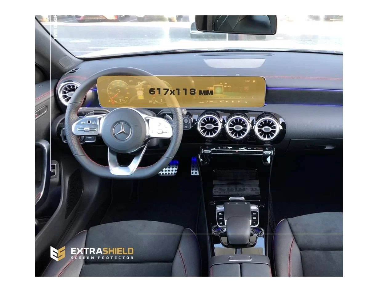 Mercedes-Benz CLA (C118) 2019 – aktuálny digitálny rýchlomer + multimediálny 10,25" ExtraShield chránič obrazovky - 1