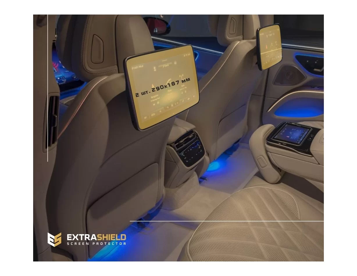 Mercedes-Benz EQS 2020 - Súčasné monitory cestujúcich (2ks,) 10,2" ExtraShield Screen Protector - 1