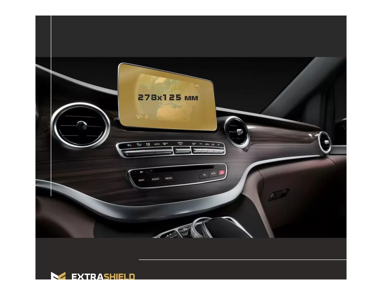 Mercedes-Benz V-class (W447) 2014 – súčasná multimediálna 10,3" ochrana obrazovky ExtraShield - 1