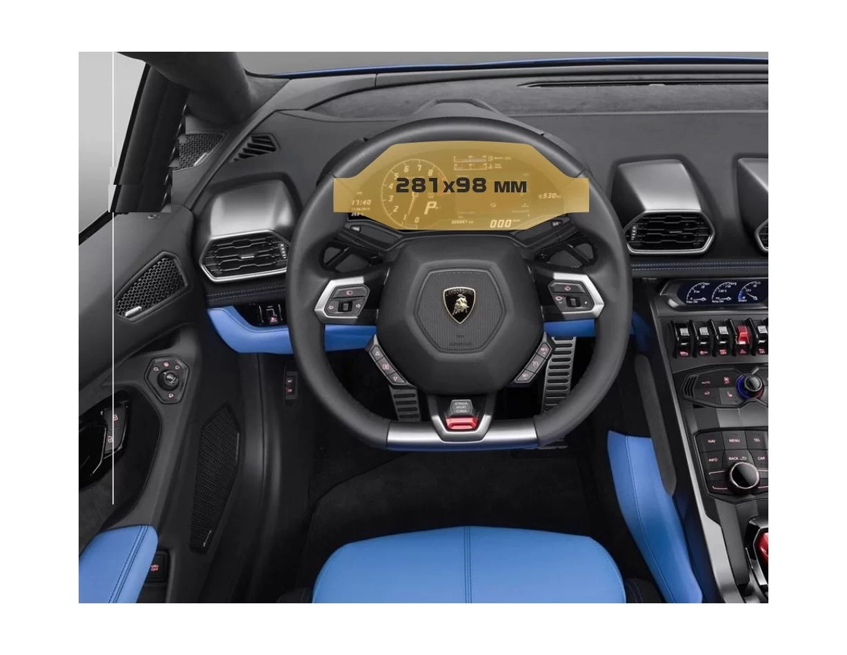 Lamborghini Huracan 2014 – súčasná ochrana obrazovky digitálneho rýchlomera ExtraShield - 1