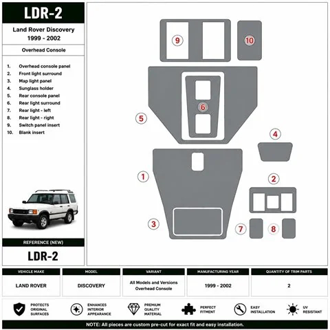 Land Rover Discovery 1999-2002 Overhead Console 3D dekor palubnej dosky