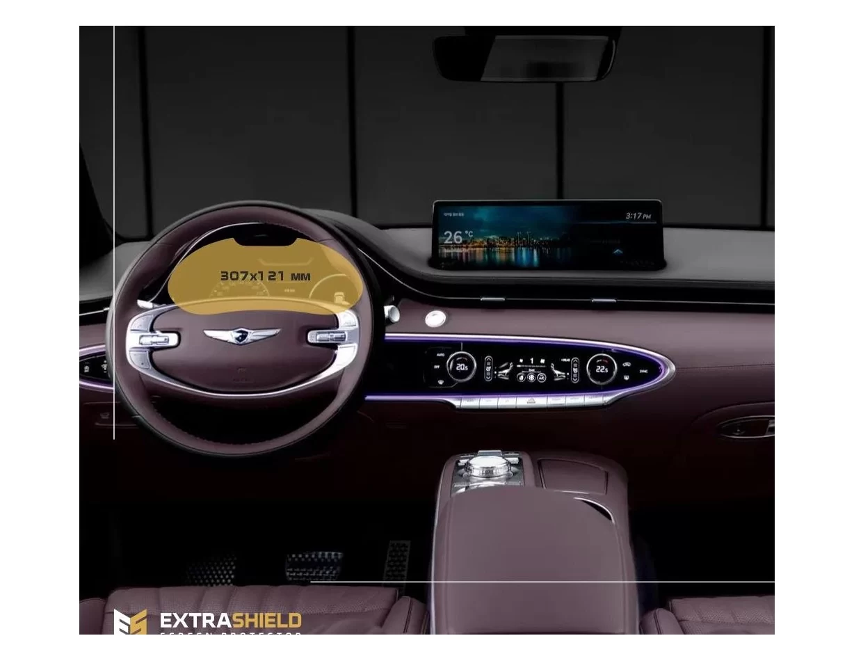 Genesis GV70 2020 – súčasná ochrana obrazovky digitálneho rýchlomera ExtraShield - 1