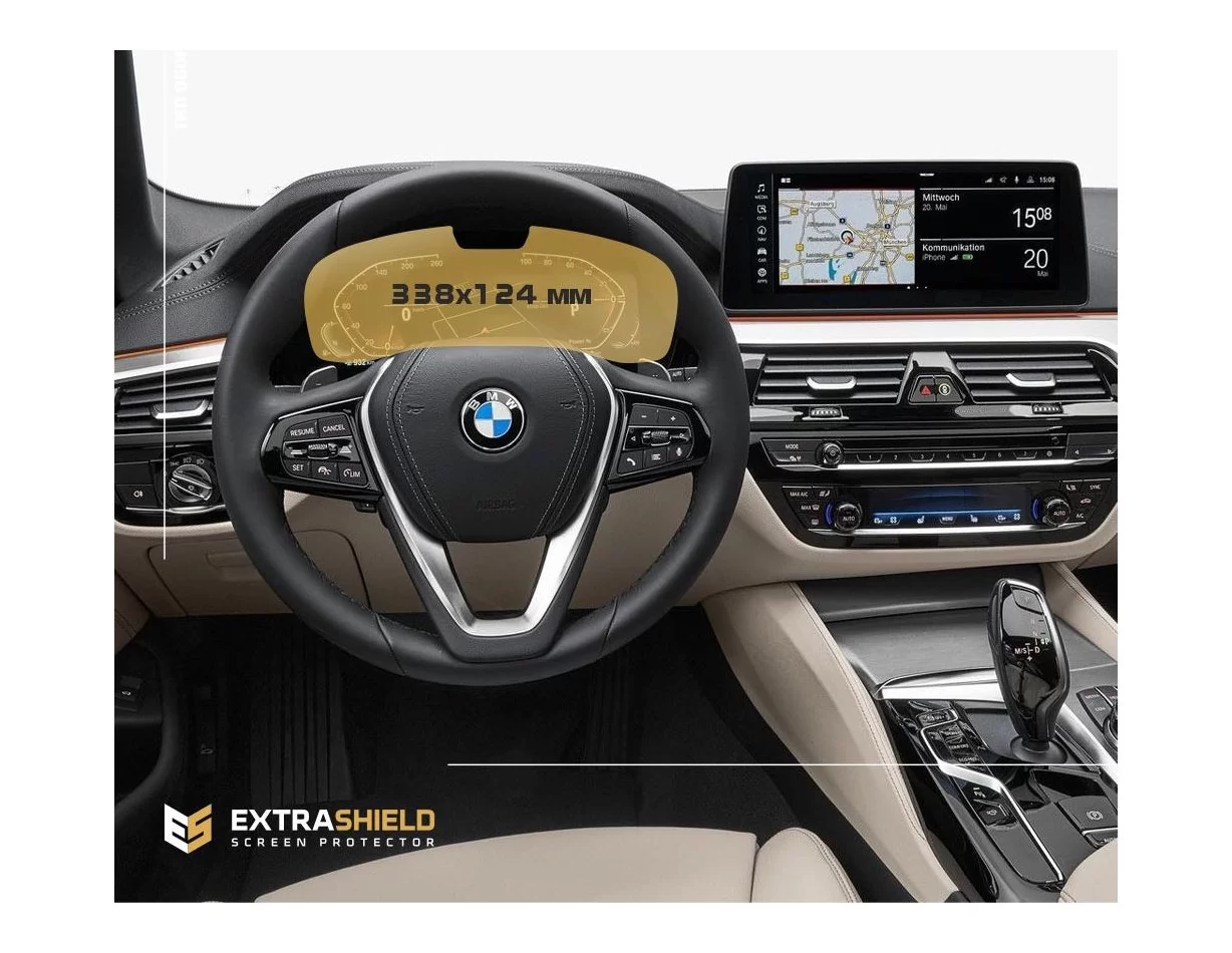 BMW radu 5 (G30) 2020 - Súčasný digitálny rýchlomer (so snímačom) 12,3" 338,1?123,1 ?? ExtraShield Screen Protector - 1