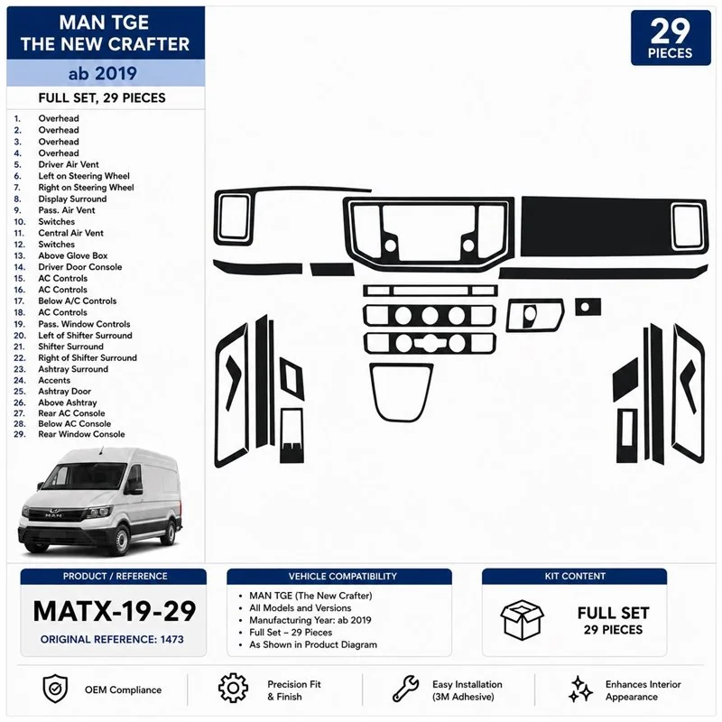 MAN TGE 2019 3D dekor palubnej dosky, 29 dielov