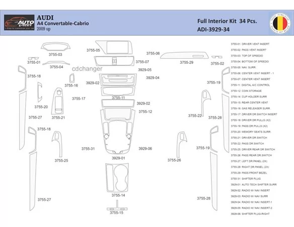 Audi A4 B8 2008–2016 Interiér WHZ Súprava obloženia palubnej dosky 34 dielov - 1