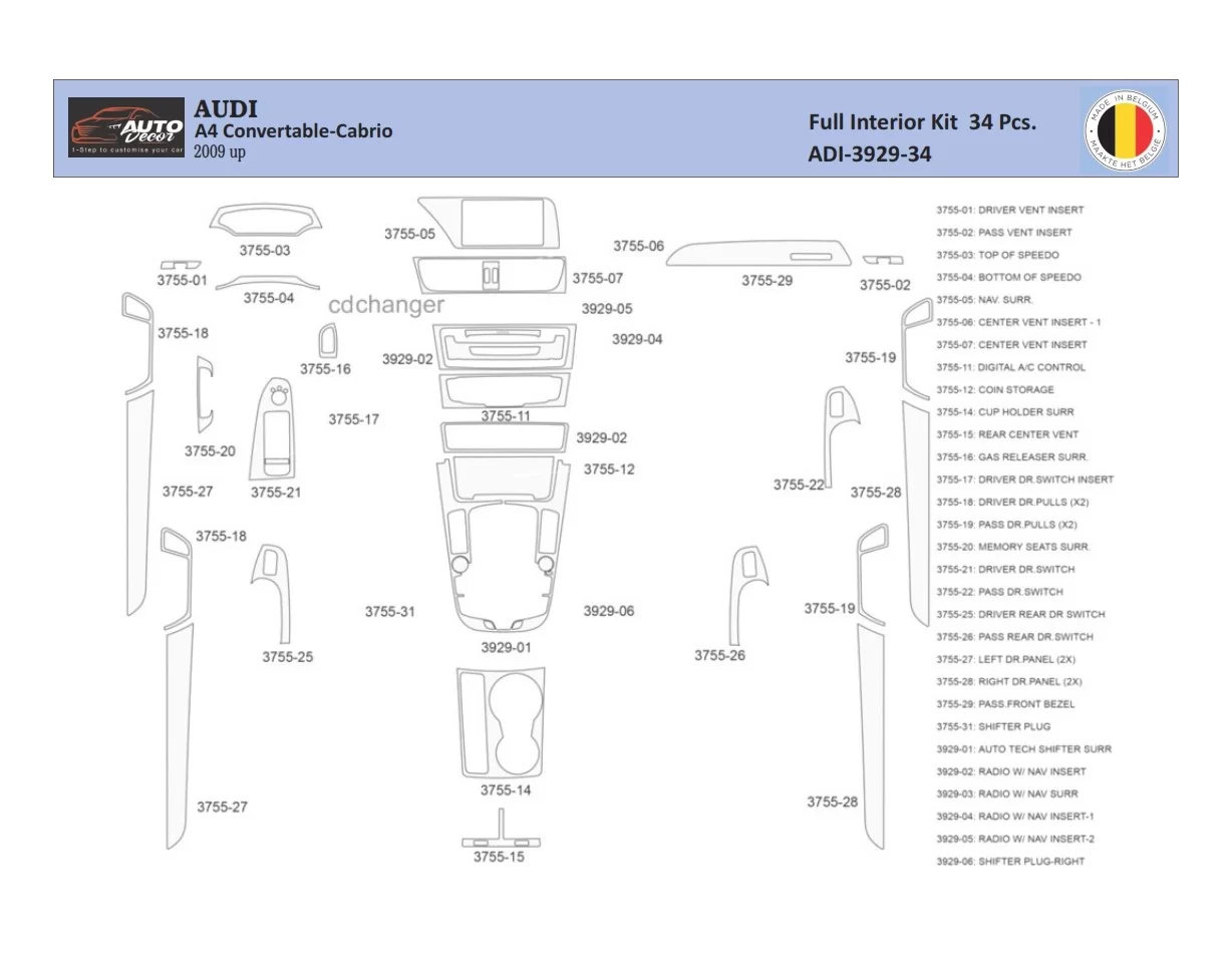 Audi A4 B8 2008–2016 Interiér WHZ Súprava obloženia palubnej dosky 34 dielov - 1