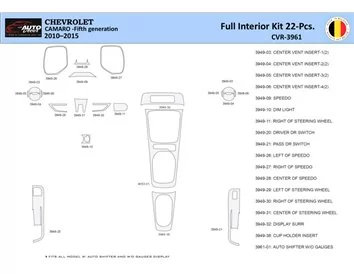 Chevrolet Camaro 2010-2015 Interiér WHZ Súprava obloženia palubnej dosky 22 dielov - 1