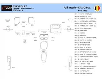 Chevrolet Camaro 2010-2015 Interiér WHZ Súprava obloženia palubnej dosky 30 dielov - 1