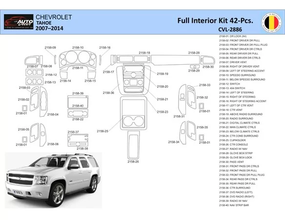 Chevrolet Tahoe 2007-2014 Interiér WHZ Súprava obloženia palubnej dosky 42 dielov - 1
