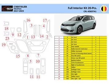 Chrysler Pacifica 2017-2023 Interiér WHZ Ozdobná súprava palubnej dosky 18 dielov - 1