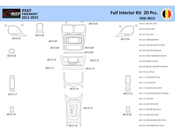 Fiat Freemont 2011-2015 Interiér WHZ Súprava obloženia palubnej dosky 20 dielov - 1