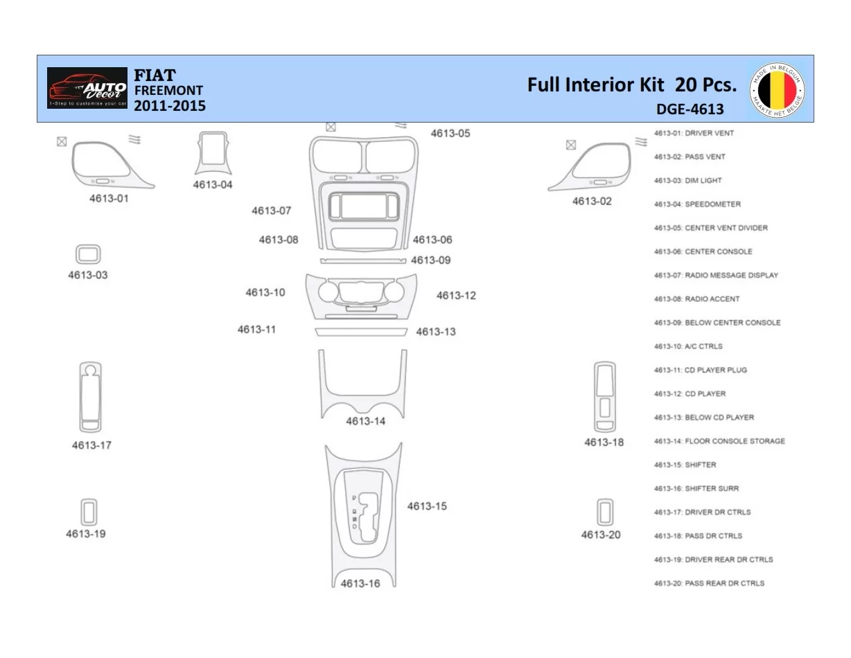 Fiat Freemont 2011-2015 Interiér WHZ Súprava obloženia palubnej dosky 20 dielov - 1