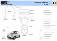 Fiat 500 2008-2020 Interiér WHZ Súprava obloženia palubnej dosky 15 dielov - 1