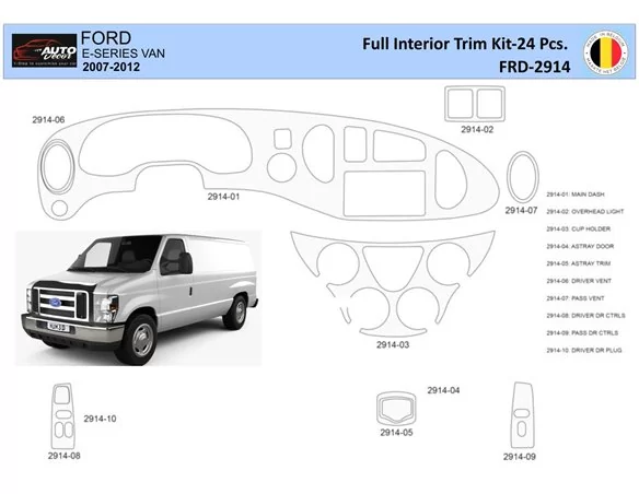 Ford E-Series E-Van 2008-2011 Interiér WHZ Súprava obloženia palubnej dosky 10 dielov - 1