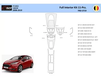 Ford Fiesta 2008-2017 Interiér WHZ Súprava obloženia palubnej dosky 28 dielov - 1