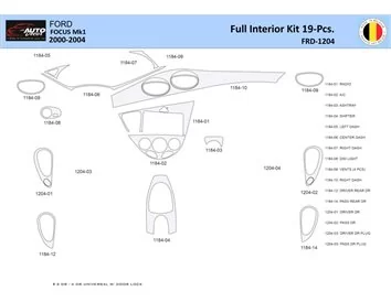 Ford Focus 2000-2005 Interiér WHZ Súprava obloženia palubnej dosky 19 dielov - 1