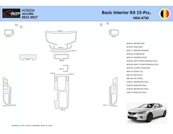 Súprava obloženia palubnej dosky Honda Accord 2014-2022 interiér WHZ 15 dielov - 1