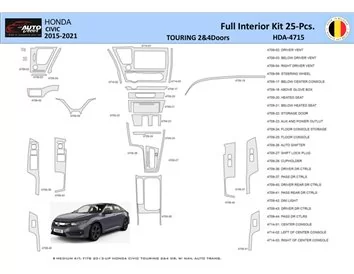 Honda Civic XI 2015-2021 Súprava obloženia palubnej dosky interiéru WHZ 25 dielov - 1