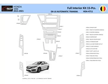 Honda Civic XI 2015-2021 Súprava obloženia palubnej dosky interiéru WHZ 15 dielov - 1