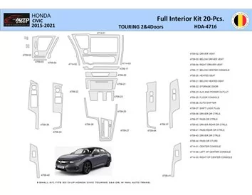 Honda Civic XI 2015-2021 Súprava obloženia palubnej dosky interiéru WHZ 20 dielov - 1