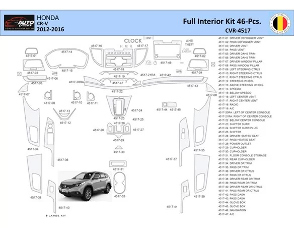 Honda CR-V 2012-2016 Interiér WHZ Súprava obloženia palubnej dosky 46 dielov - 1