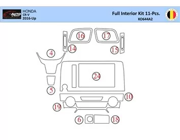 Honda CR-V 2016-2022 Súprava obloženia palubnej dosky interiéru WHZ 16 dielov - 1