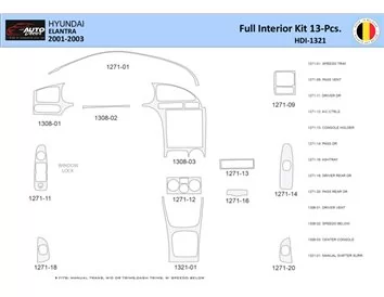 Hyundai Elantra 2001-2003 Interiér WHZ Súprava obloženia palubnej dosky 13 dielov - 1