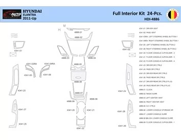 Hyundai Elantra 2010-2015 Interiér WHZ Ozdobná súprava palubnej dosky 24 dielov - 1