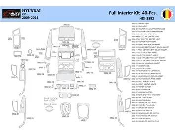 Hyundai-i30 2009-2011 Interiér WHZ Súprava obloženia palubnej dosky 40 dielov - 1