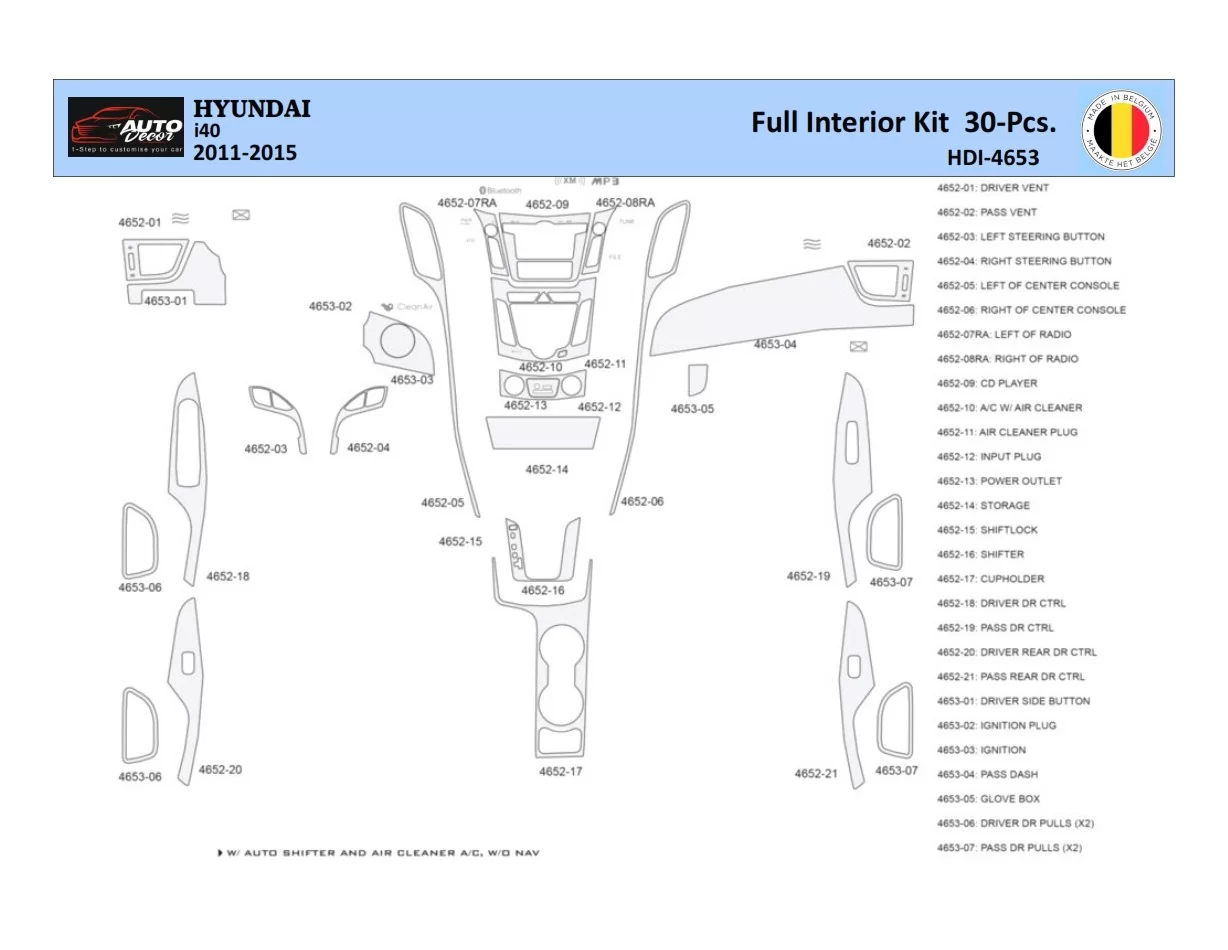 Hyundai i40 2011-2015 Interiér WHZ Ozdobná súprava palubnej dosky 30 dielov - 1
