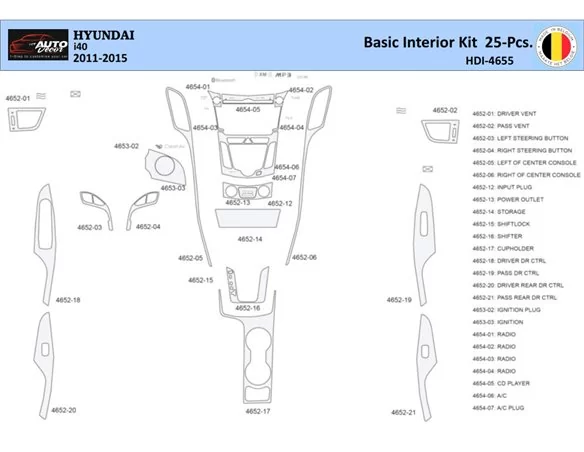 Hyundai i40 2011-2015 Interiér WHZ Ozdobná súprava palubnej dosky 25 dielov - 1