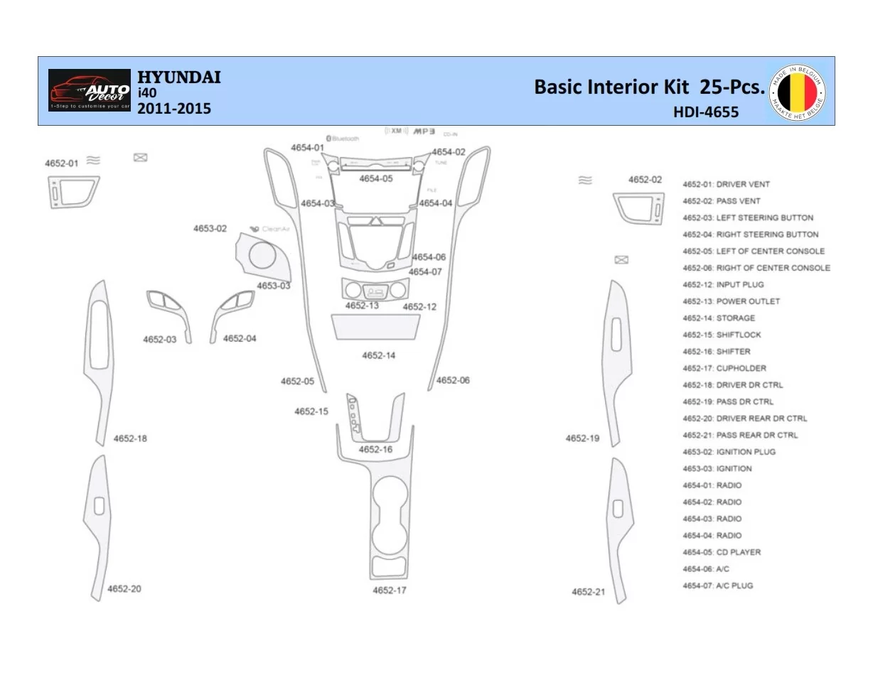 Hyundai i40 2011-2015 Interiér WHZ Ozdobná súprava palubnej dosky 25 dielov - 1