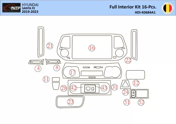 Súprava obloženia palubnej dosky Hyundai Santa Fe 2019-2022 interiéru WHZ 21 dielov - 1