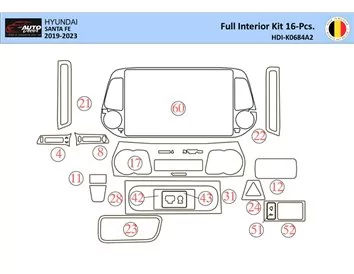 Hyundai Santa Fe 2019-2022 Interiér WHZ Súprava obloženia palubnej dosky 31 dielov - 1