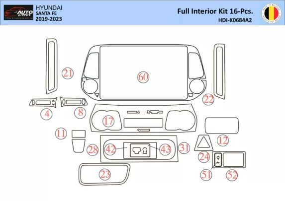 Hyundai Santa Fe 2019-2022 Interiér WHZ Súprava obloženia palubnej dosky 31 dielov - 1