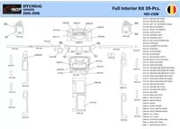 Hyundai Sonata 2006-2008 Interiér WHZ Súprava obloženia palubnej dosky 39 dielov - 1